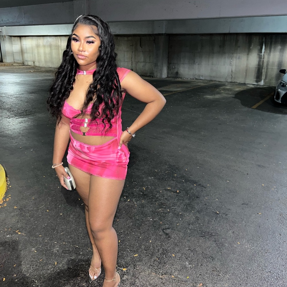 Fashion Nova Pink Cut-Out Mini Dress